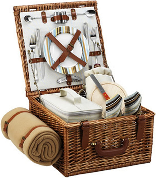 Cheshire English-Style Willow Picnic Basket for 2 